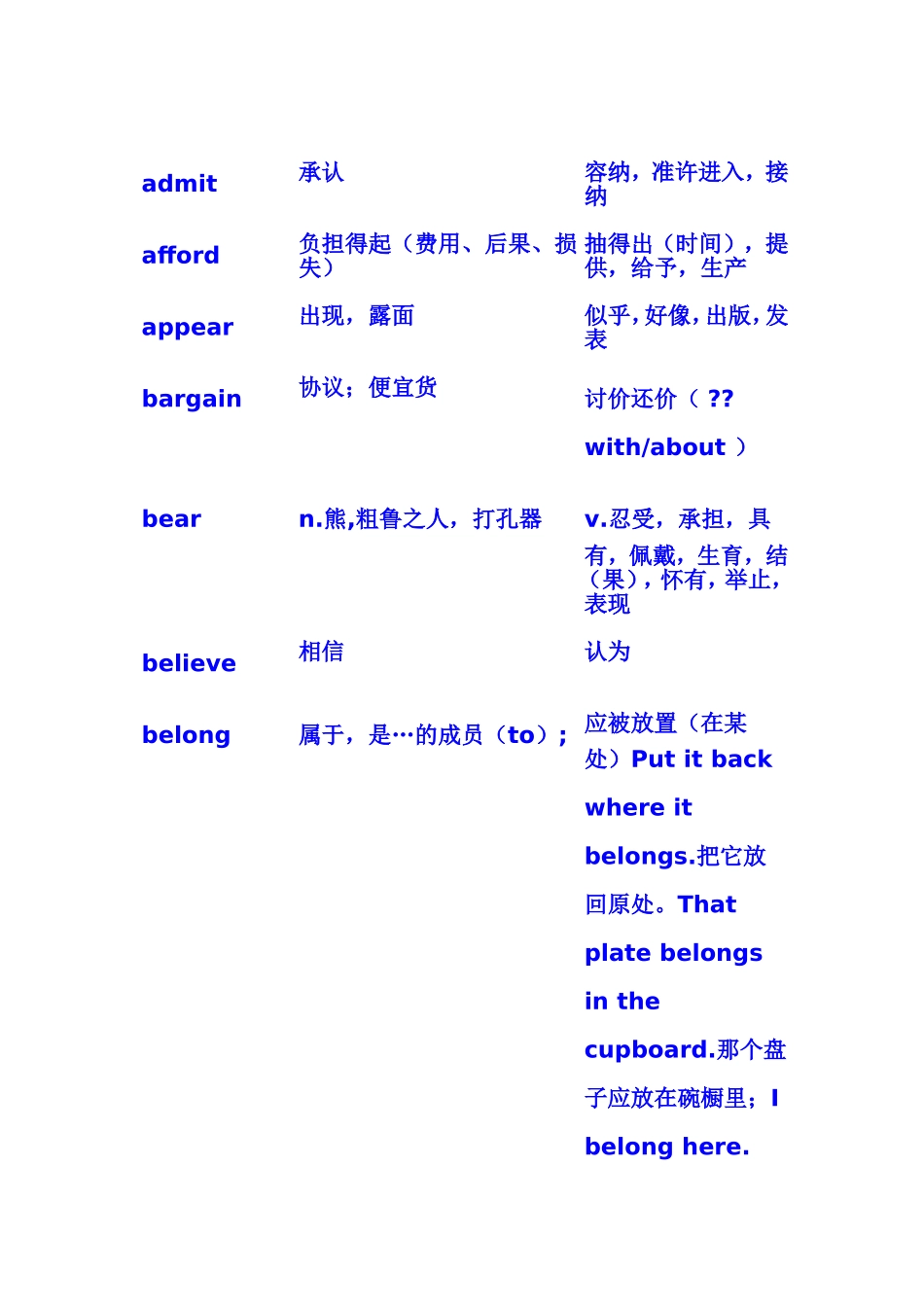 高中英语大纲词汇熟词新意_第3页