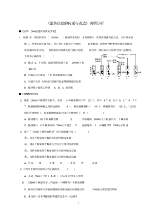 专题：遗传信息的传递与表达