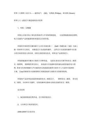 世界七大LED芯片制造商的技术优势分析