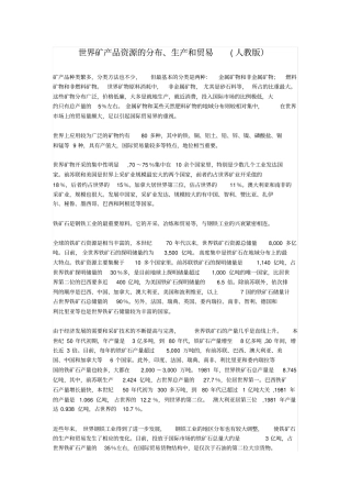 世界矿产品资源的分布