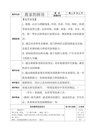 美术六册电子教案二次备课-我家的厨房