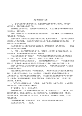 丛台酒网络推广方案