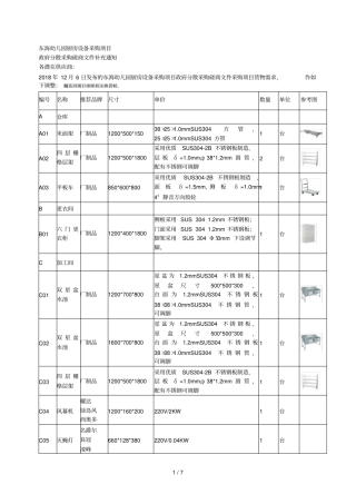 东海幼儿园厨房设备采购项目