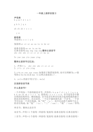 一年级上册拼音复习