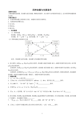 四种命题与充要条件（高三复习课）