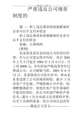 严重违反公司规章制度的