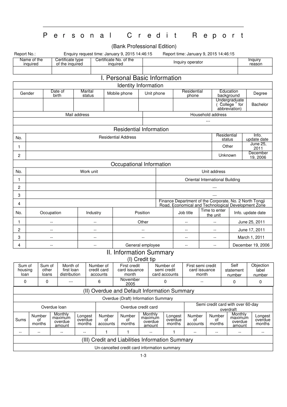 个人信用报告英文_第1页