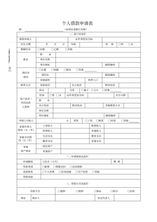 个人借款申请表