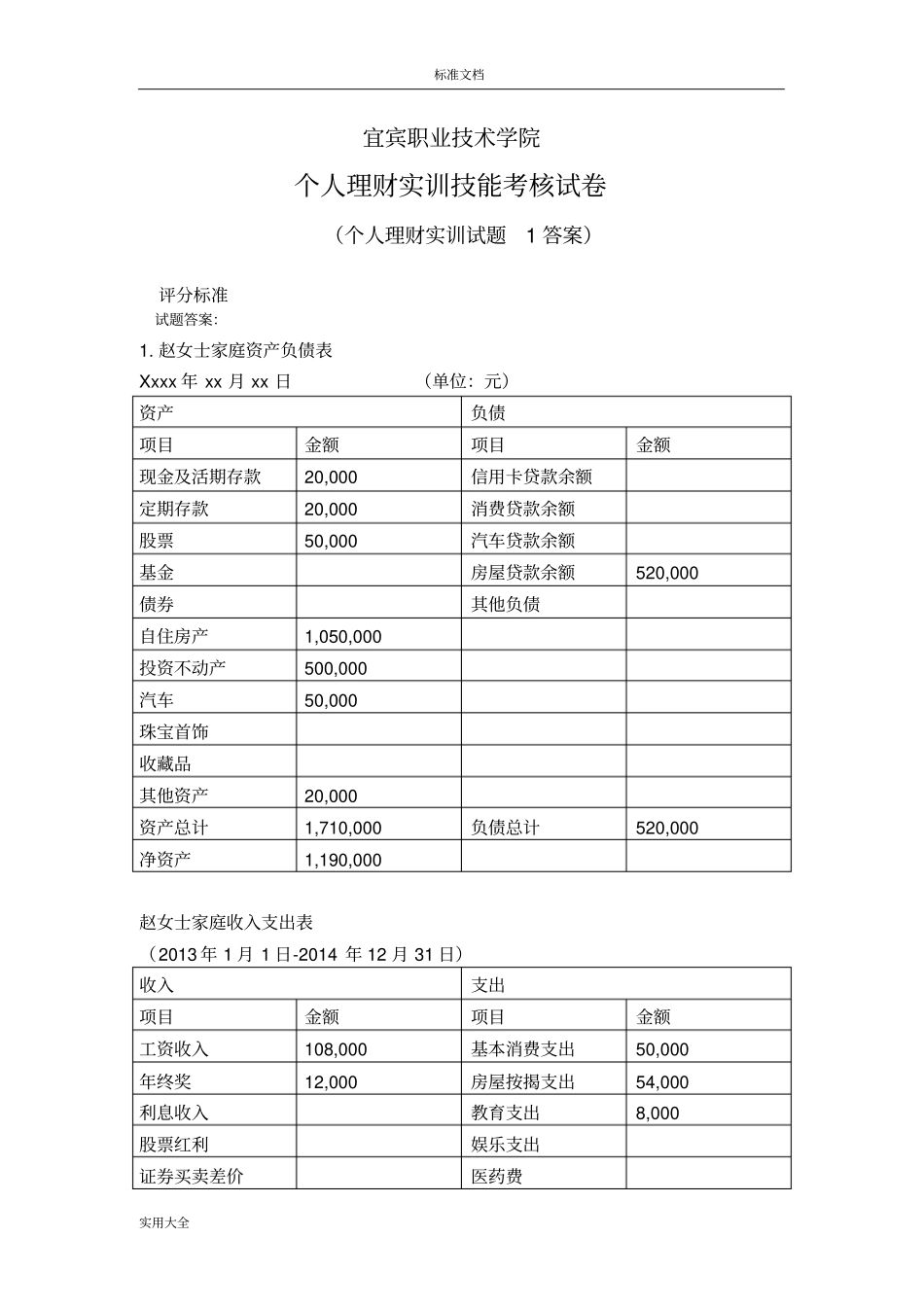 个人理财实训题问题详解_第1页