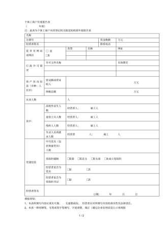 个体工商户年报告表
