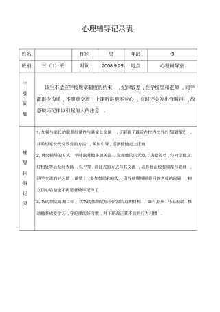 个别学生心理健康咨询记录