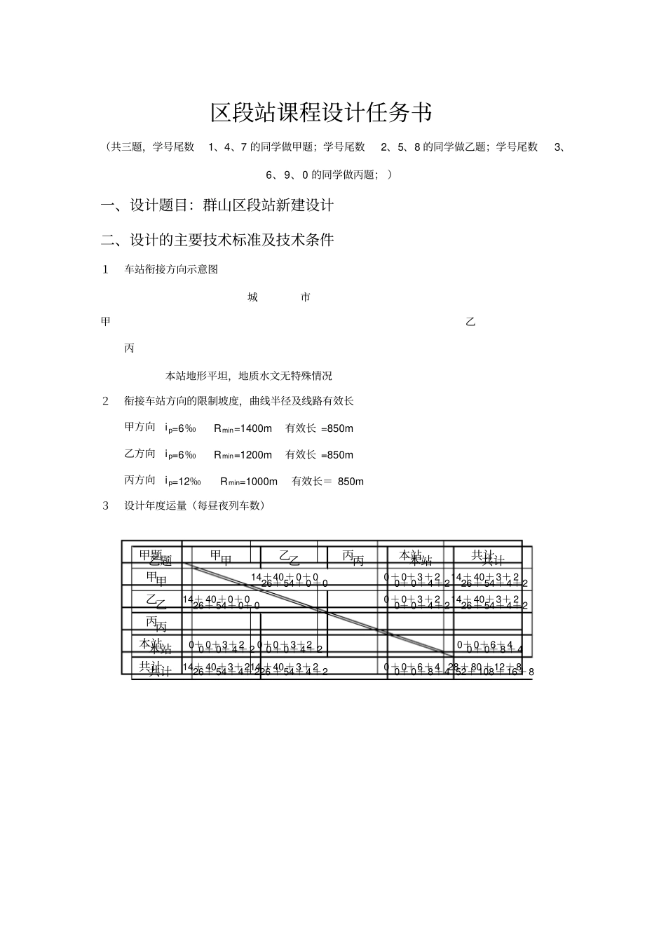 中南大学区段站课程设计任务_第1页