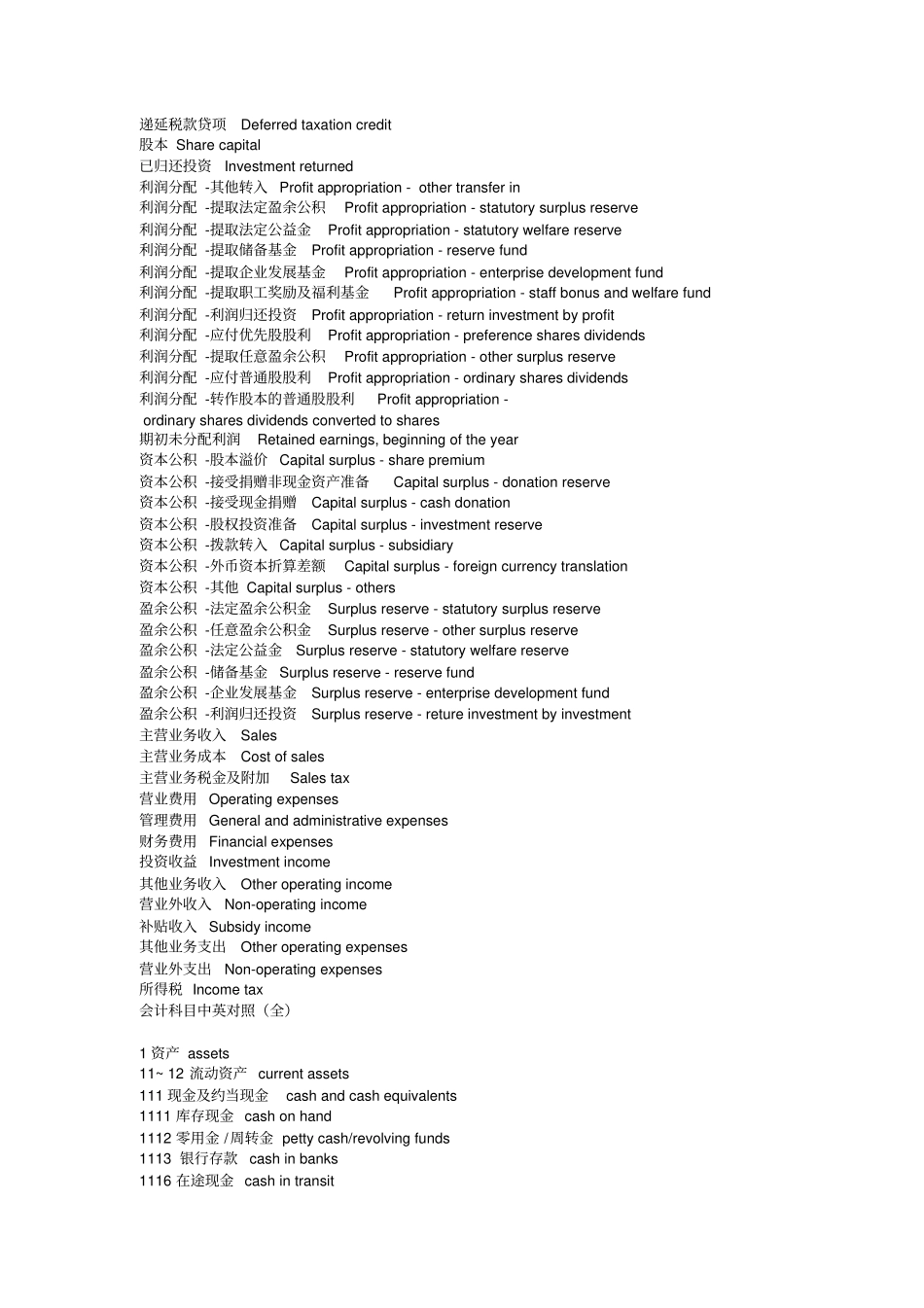 中国会计科目英文对照表_第3页
