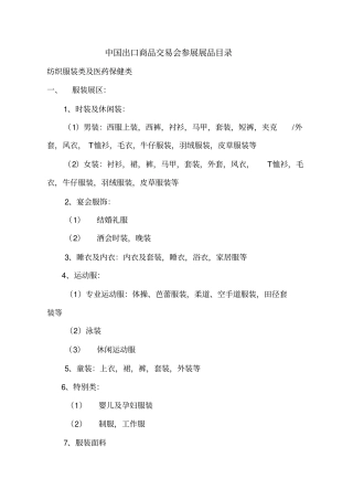 中国出口商品交易会参展展品目录