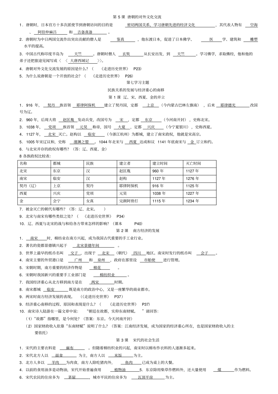 中国历史七年级下册复习试卷_第2页