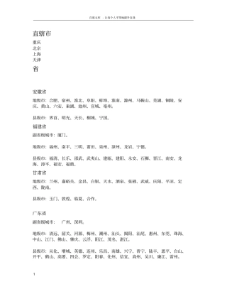 中国城列表详细