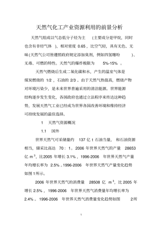 中国天然气化工产业资源利用的前景分析