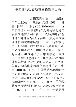 中国移动动感地带营销案例分析