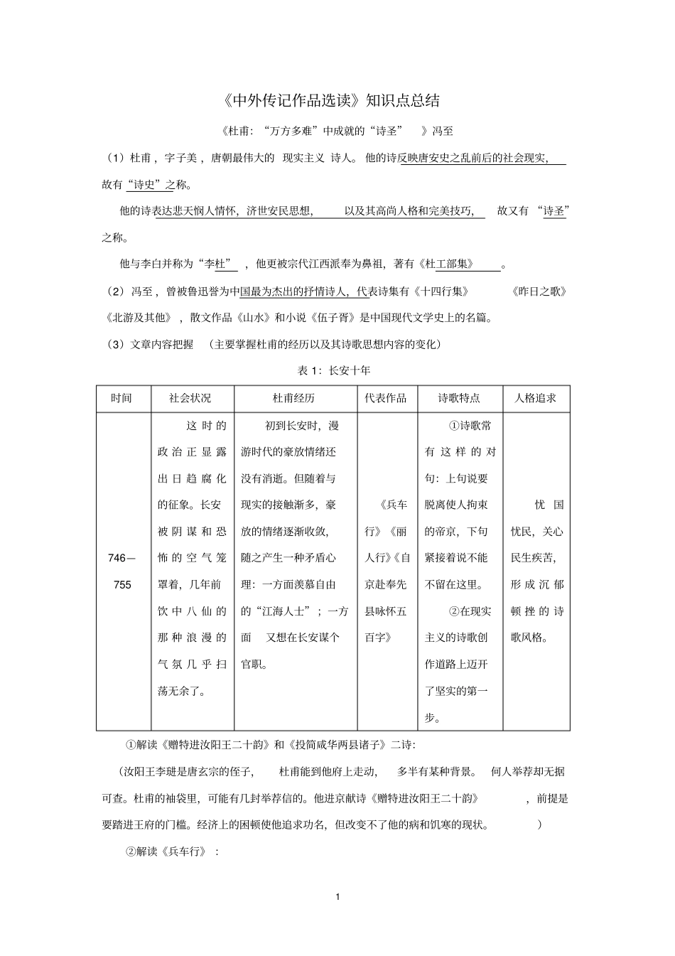 中外传记作品选读知识点总结资料_第1页