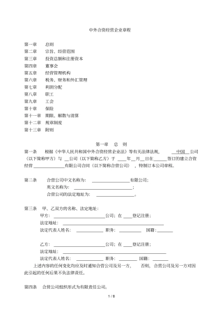 中外合资经营企业章程