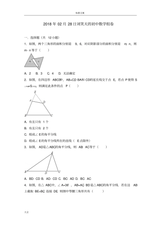 中学考试复习三角形专题一含问题详解