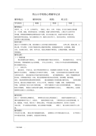 中小学班级心理辅导记录16个
