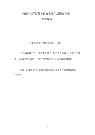 中山生产经营单位安全生产层级责任书