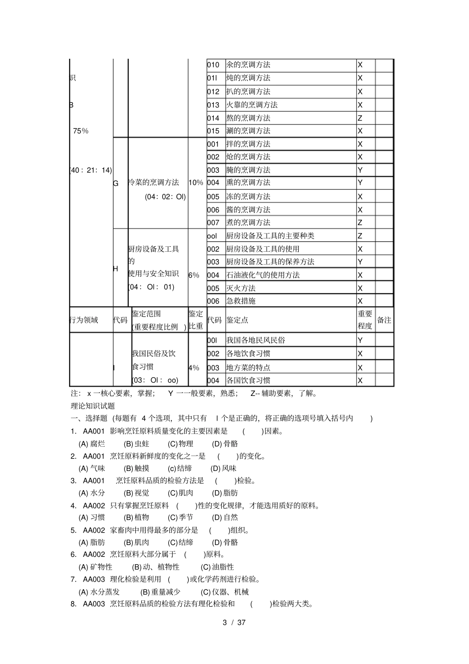 中式烹调师初级工理论知识试题_第3页