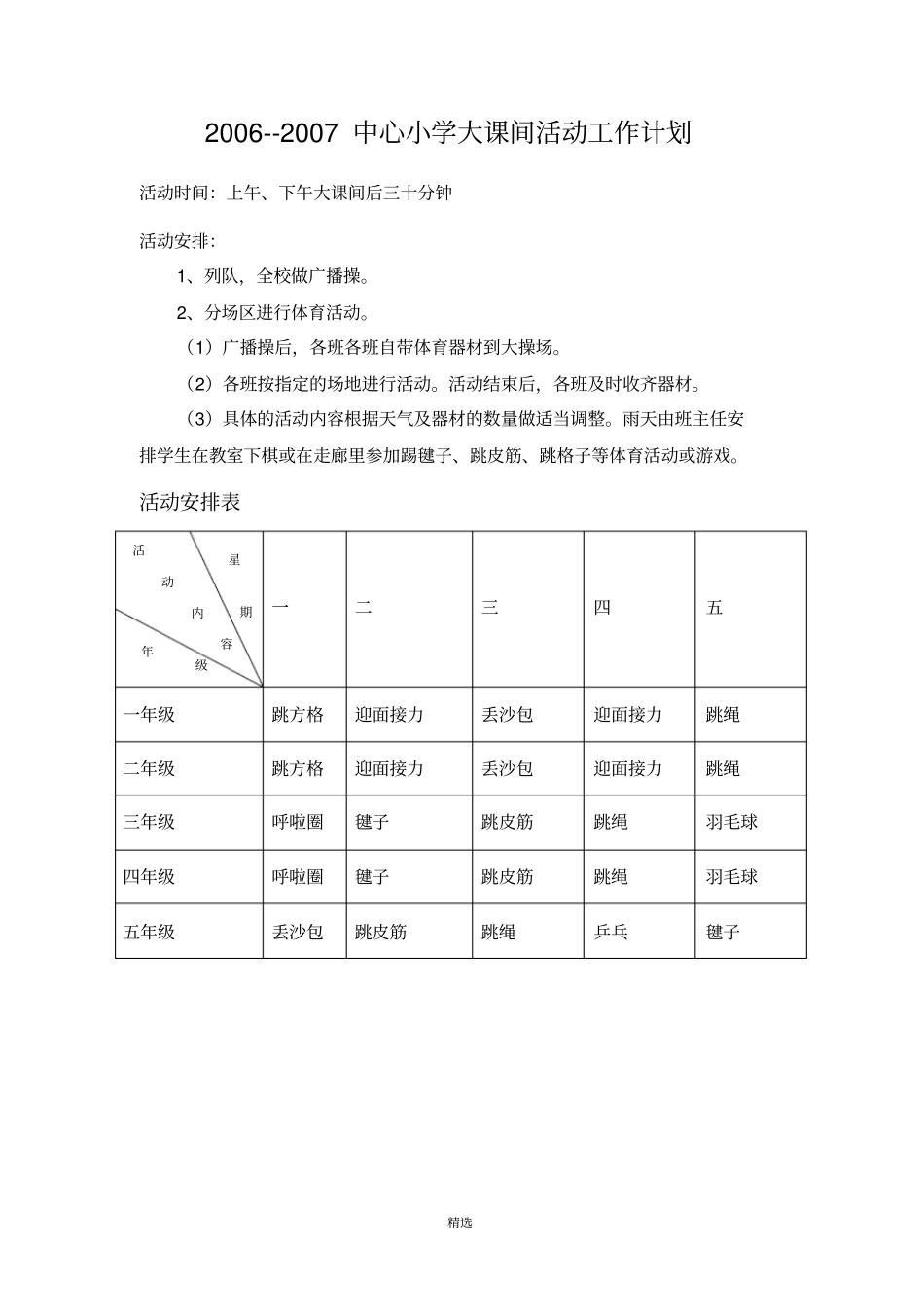 中心小学大课间活动计划_第3页