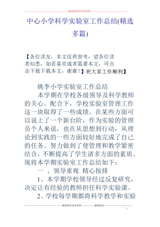 中心小学科学试验室工作总结精选多篇