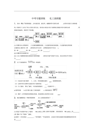 中考化学专题训练化工流程题含答案