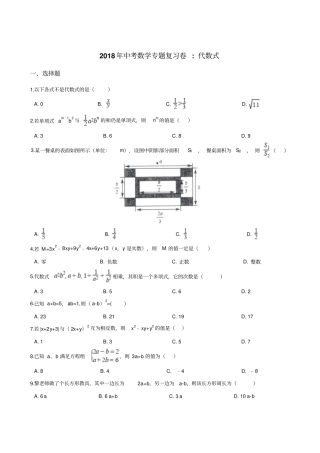 中考数学专题代数式复习试卷含解析