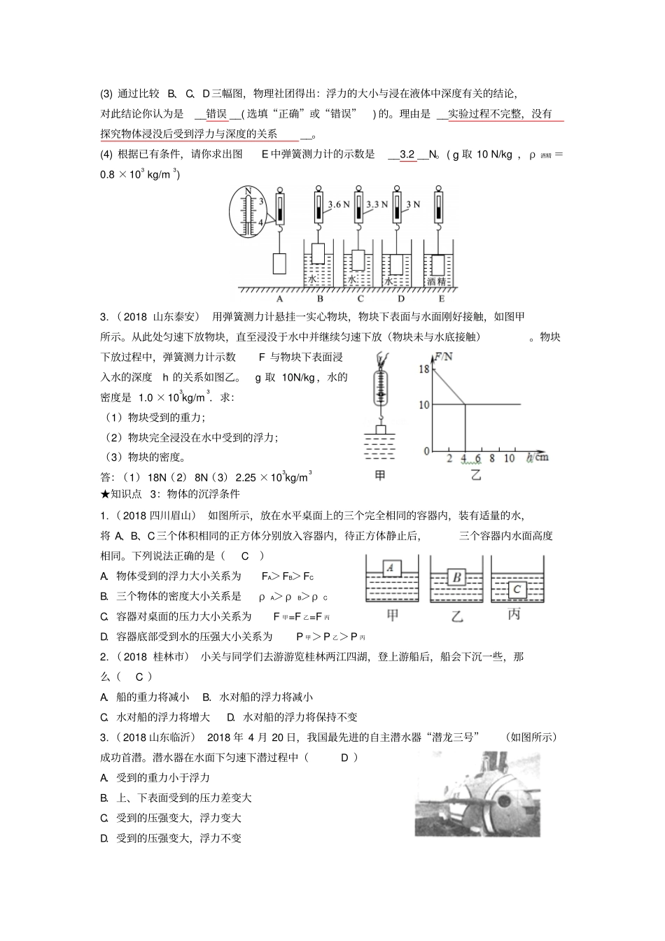 中考物理总复习效果跟踪检测——浮力_第2页