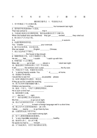 中考英语翻译练习题