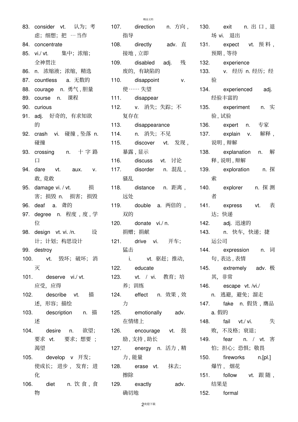 中考英语高频词汇整理_第2页