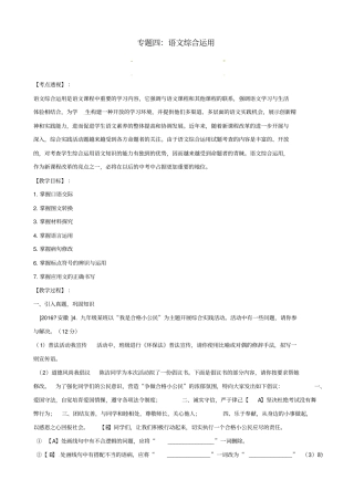 中考语文复习专题四：语文综合运用教学案