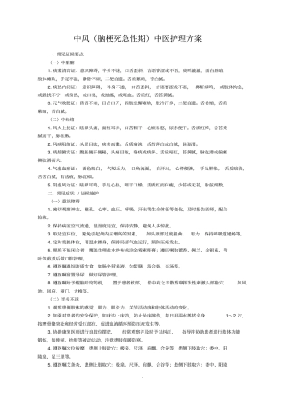 中风1急性期中医护理方案
