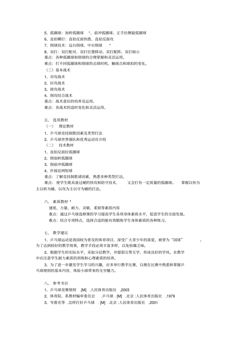 乒乓球选修课教学大纲_第2页