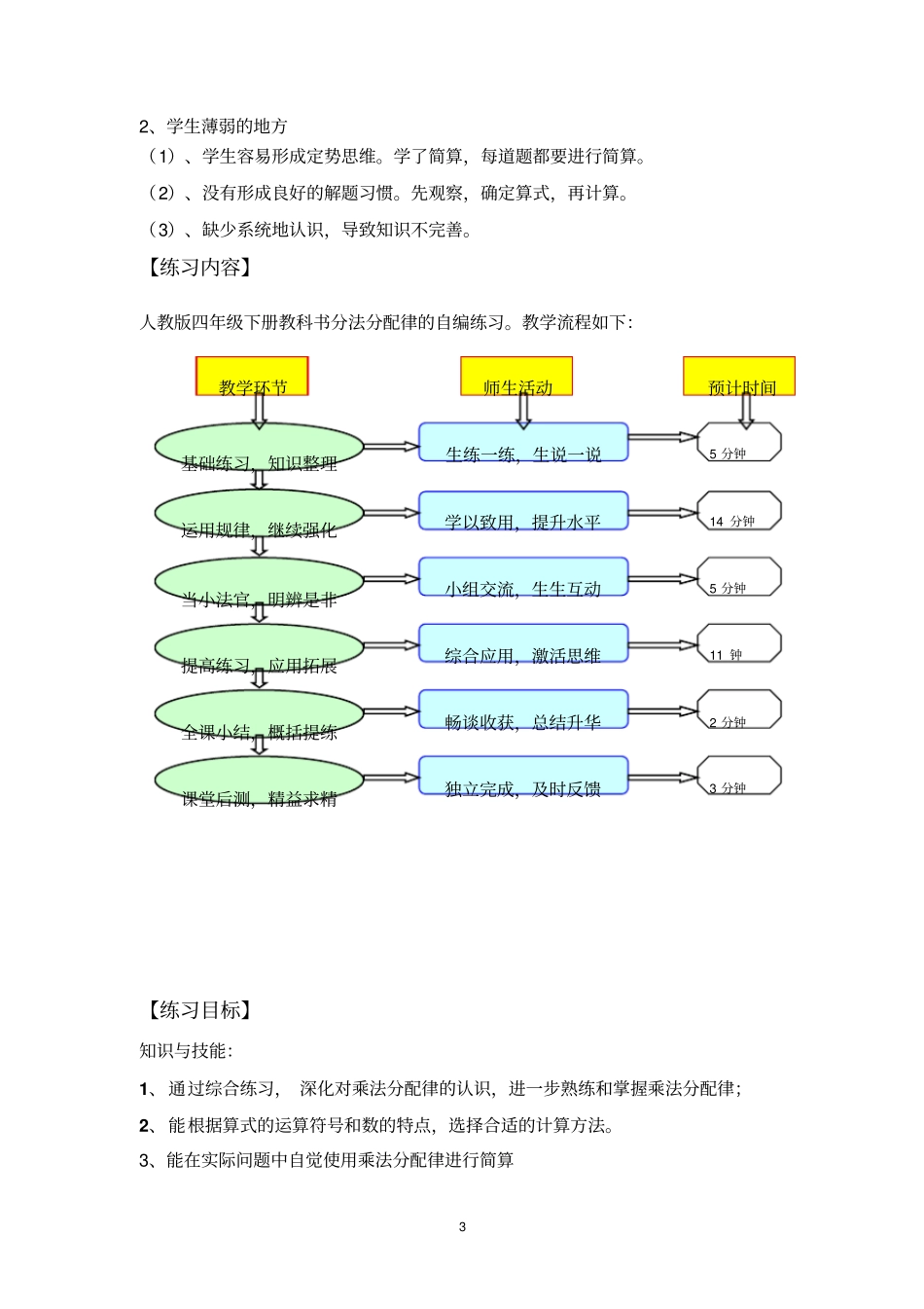 乘法分配律练习课教学设计_第3页
