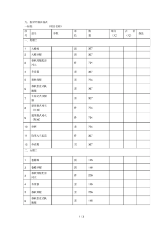 九、报价明细表格式