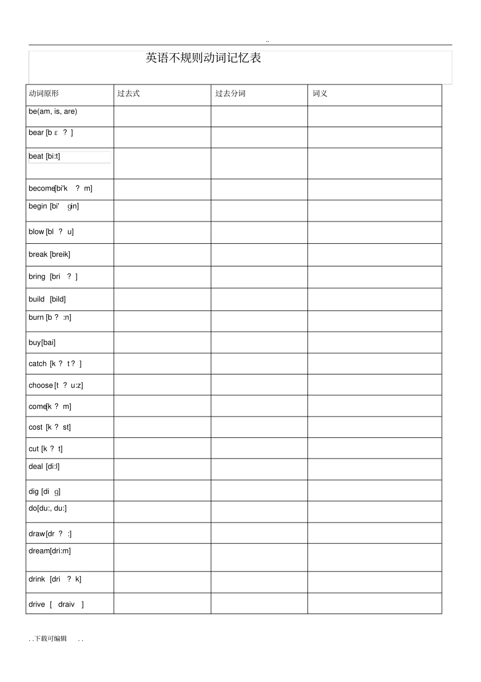 九年级不规则动词表带音标_第2页