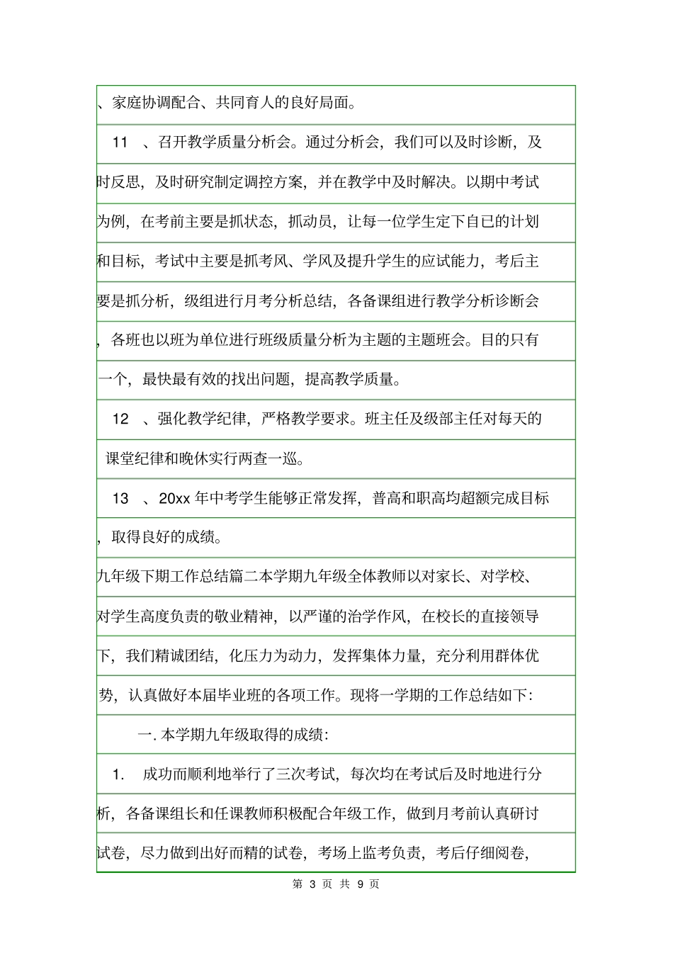 九年级下期工作总结班主任工作总结_第3页