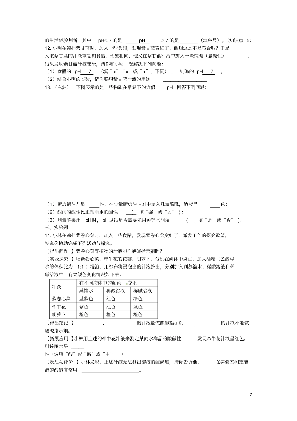 九年级化学下册81溶液的酸碱性同步练习新版粤教版_第2页