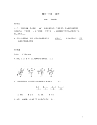 九年级数学上册第二十三章旋转21中心对称试题新版新人教版