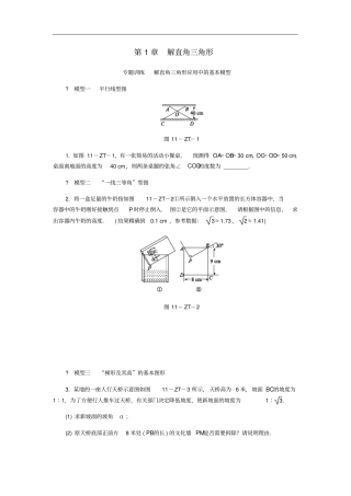 九年级数学下册解直角三角形专题训练解直角三角形应用中的基本模型新版浙教版