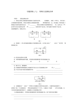 九年级物理上册电能与电功率特殊方法测电功率专题训练新版粤教沪版