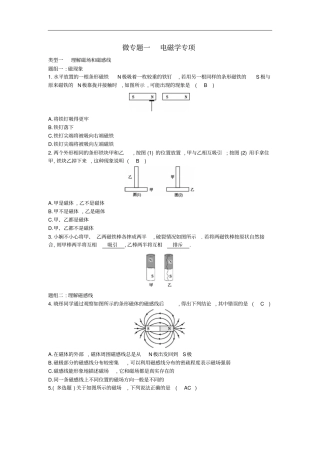 九年级物理下册微专题一电磁学专项新版粤教沪版