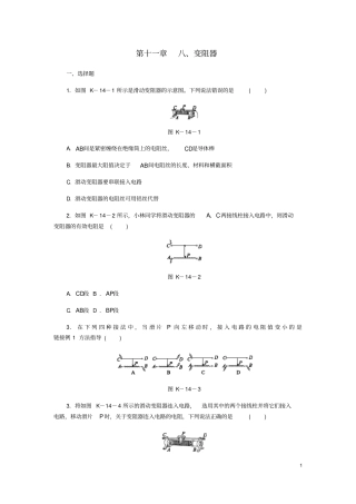 九年级物理全册18变阻器练习新版北师大版