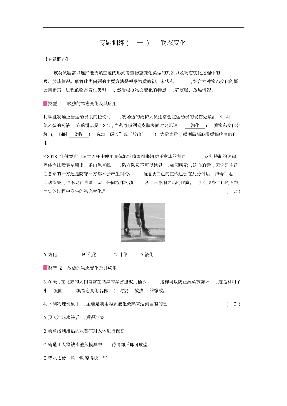九年级物理全册温度与物态变化专题训练一物态变化习题新版沪科版_第1页
