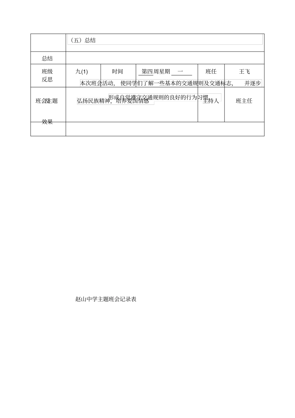 九年级班会记录表_第2页